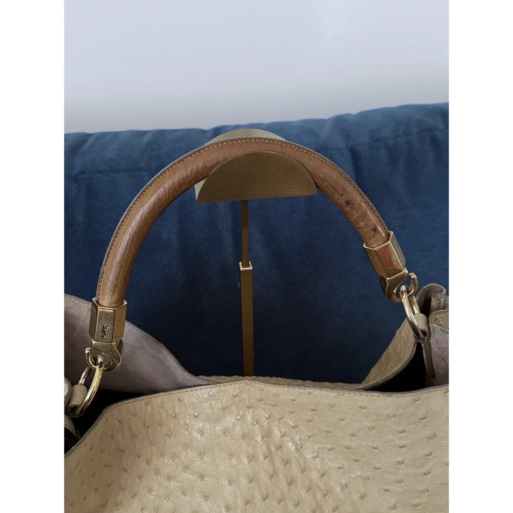 Yves Saint Laurent Roady Yellow ostrich Leather Slouchy Hobo bag